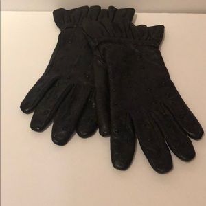 Rene’e’s Brown Leather Ruffle Detail Gloves